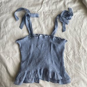 Blue Ruched Tank Top